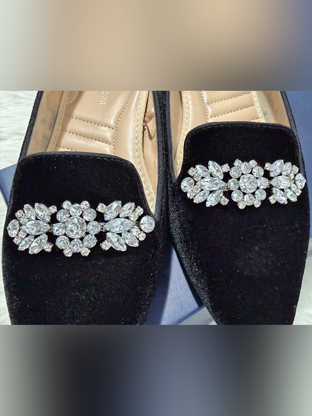 Adrienne Vitaddini Black Velvet Jeweled Pointed Flats - Dress Loafers 9.5 - Picture 11 of 14